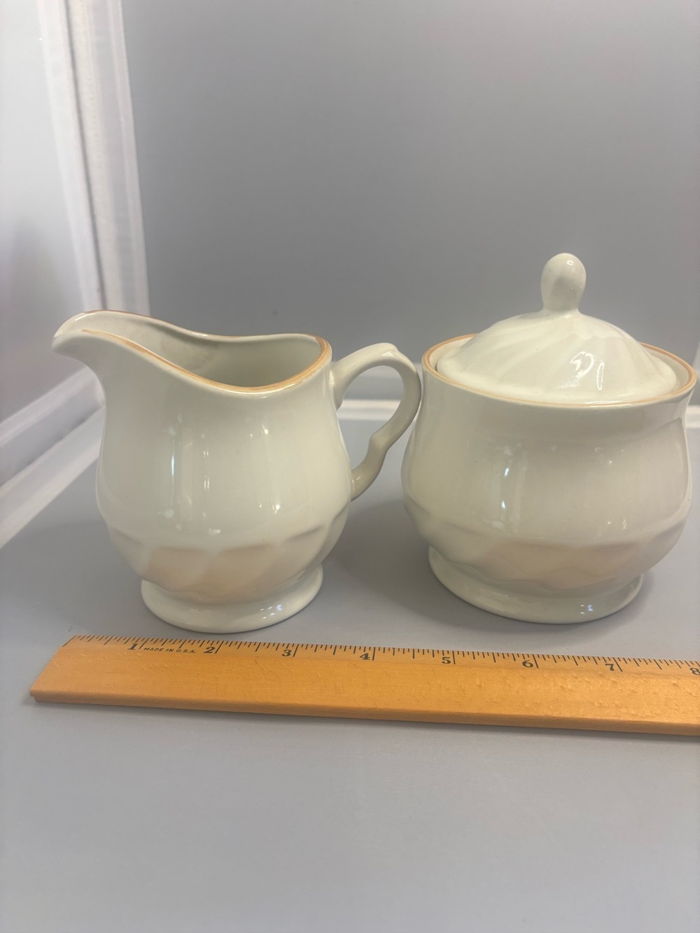 Sculptura stoneware Creamer and Sugar Bowl Set VTG